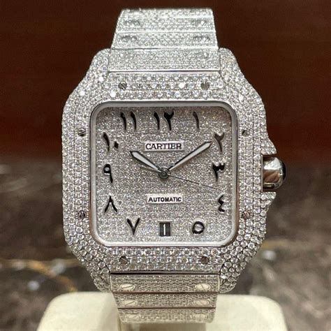 cartier santos iced out preis|cartier iced out herren.